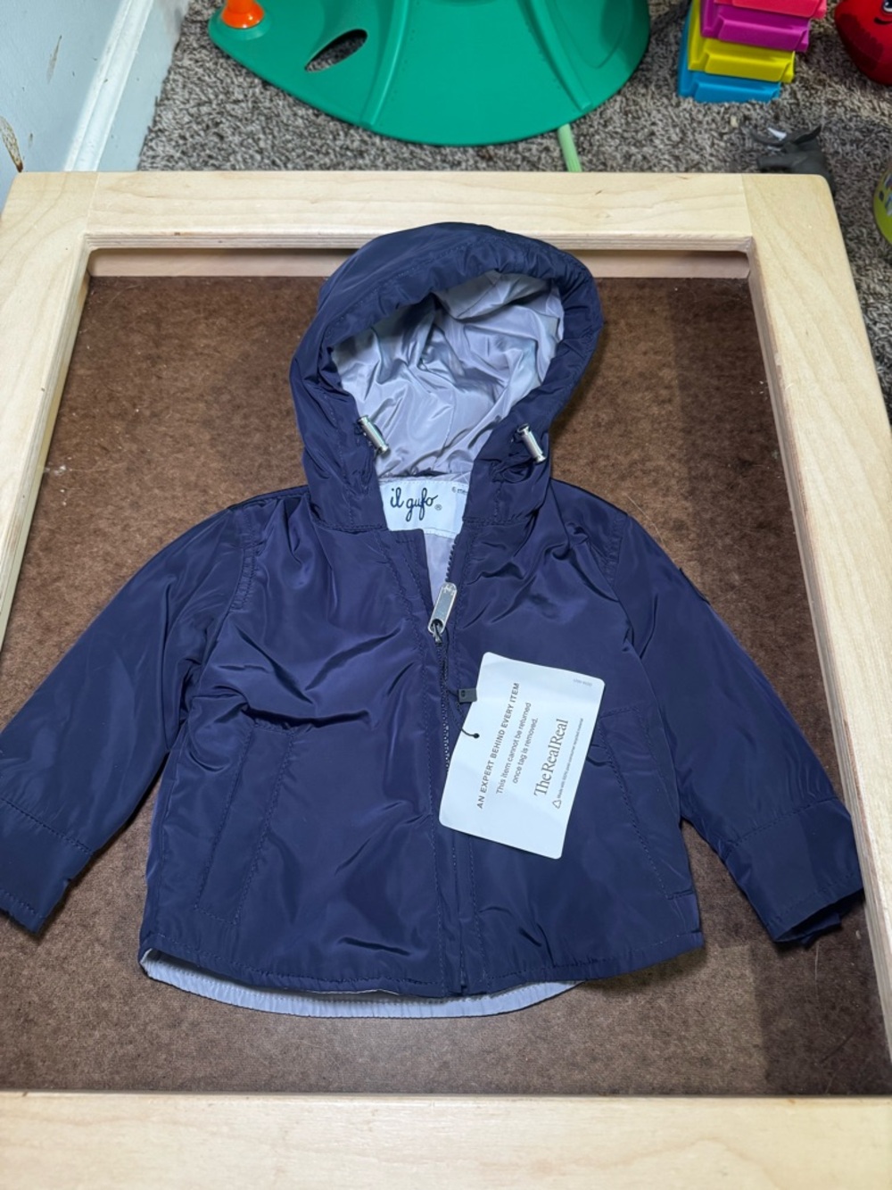 il gufo Navy Hooded Rain Jacket - 6M